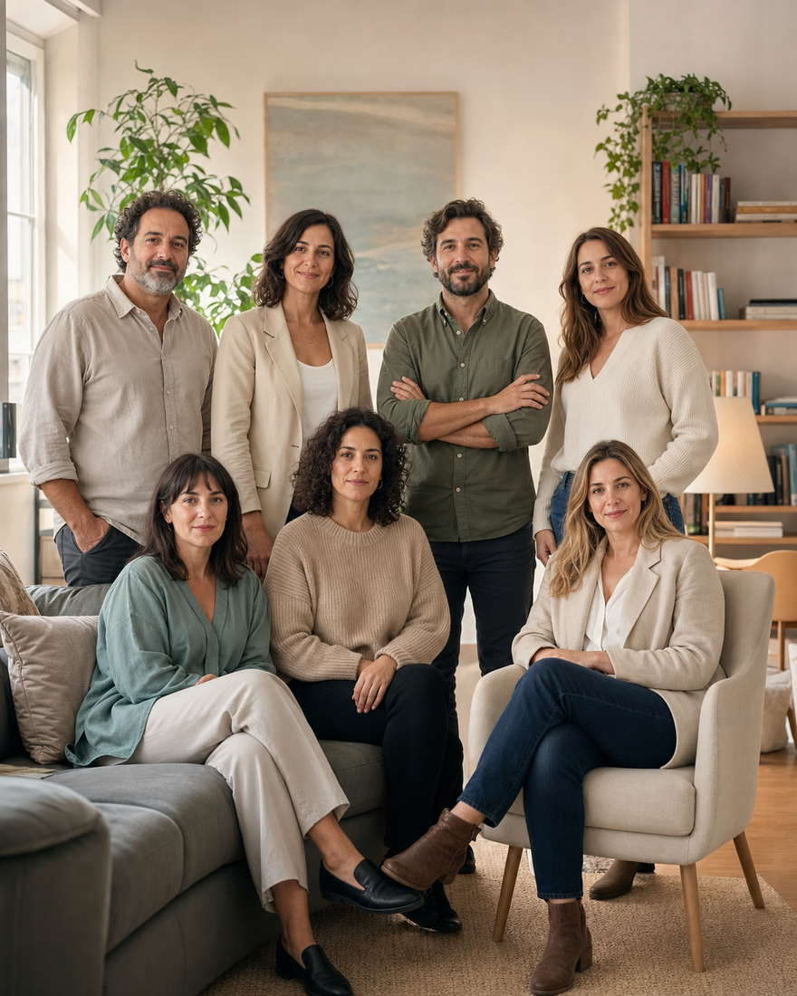 Equipo de una clínica de psicología en una sala de consulta