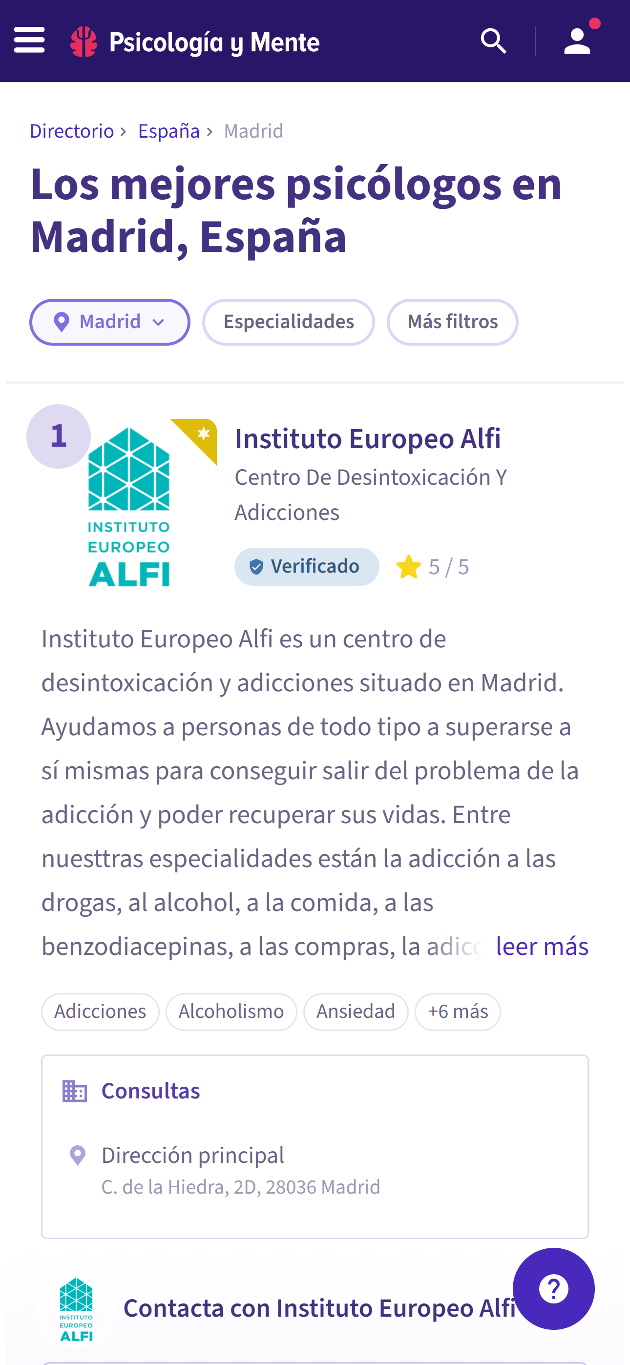 Directorio de profesionales